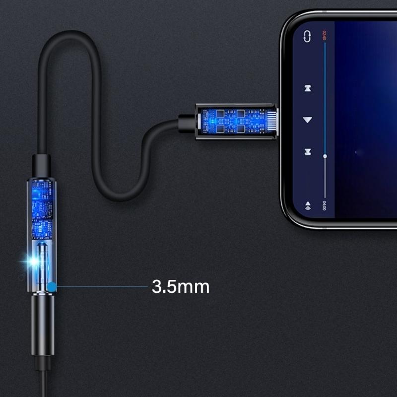 Braided USB C To Headphone Adapter Audios Cable With Decoding Chip For Clear Music Playbacks And HandsFree Calling