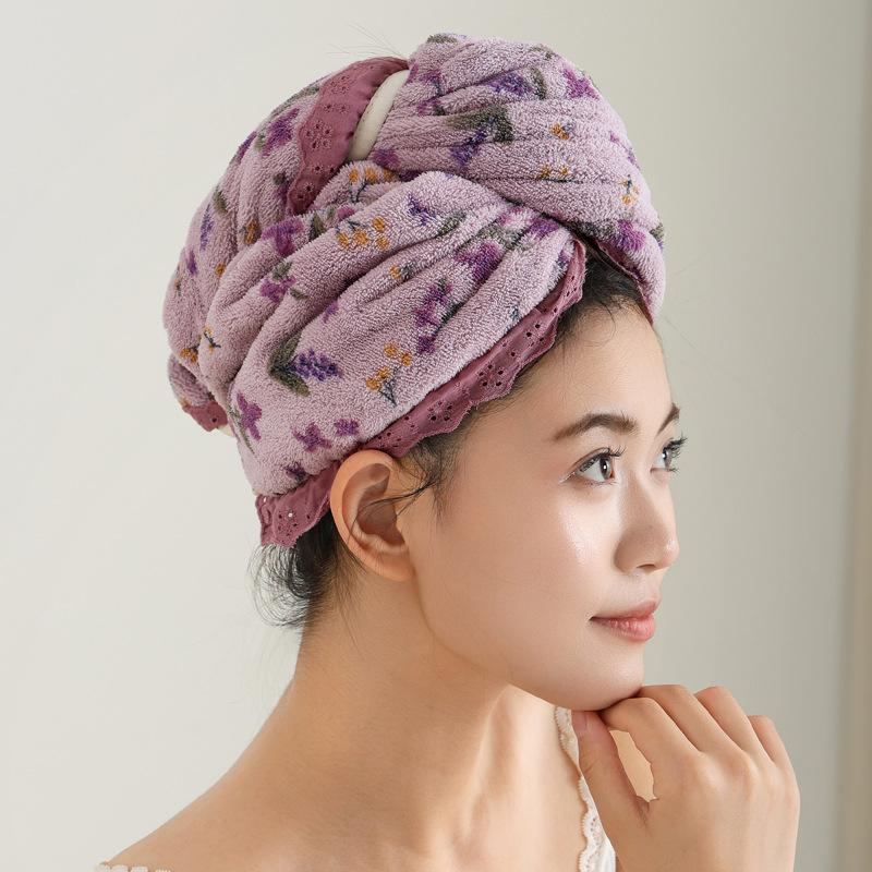 Printed Absorbent Quick-drying Towel Shower Cap