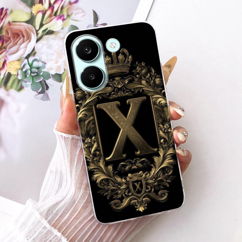 For Xiaomi Poco X8 Pro Royal Crown Initial Letter Couple Phone Case For POCO X8 Pro Max X8Pro 5G Soft Silicone TPU Bumpers