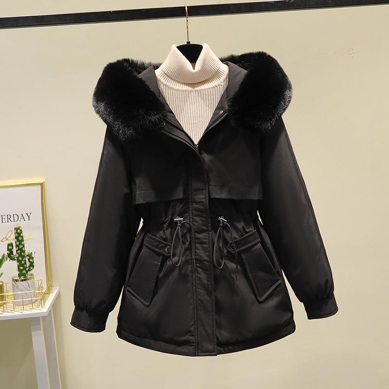 Pie Overcome Women's New Cotton-padded Clothes Loose and Thickened Cotton-padded Jackets Winter Big Fur Collar Short Cotton-padded Jackets