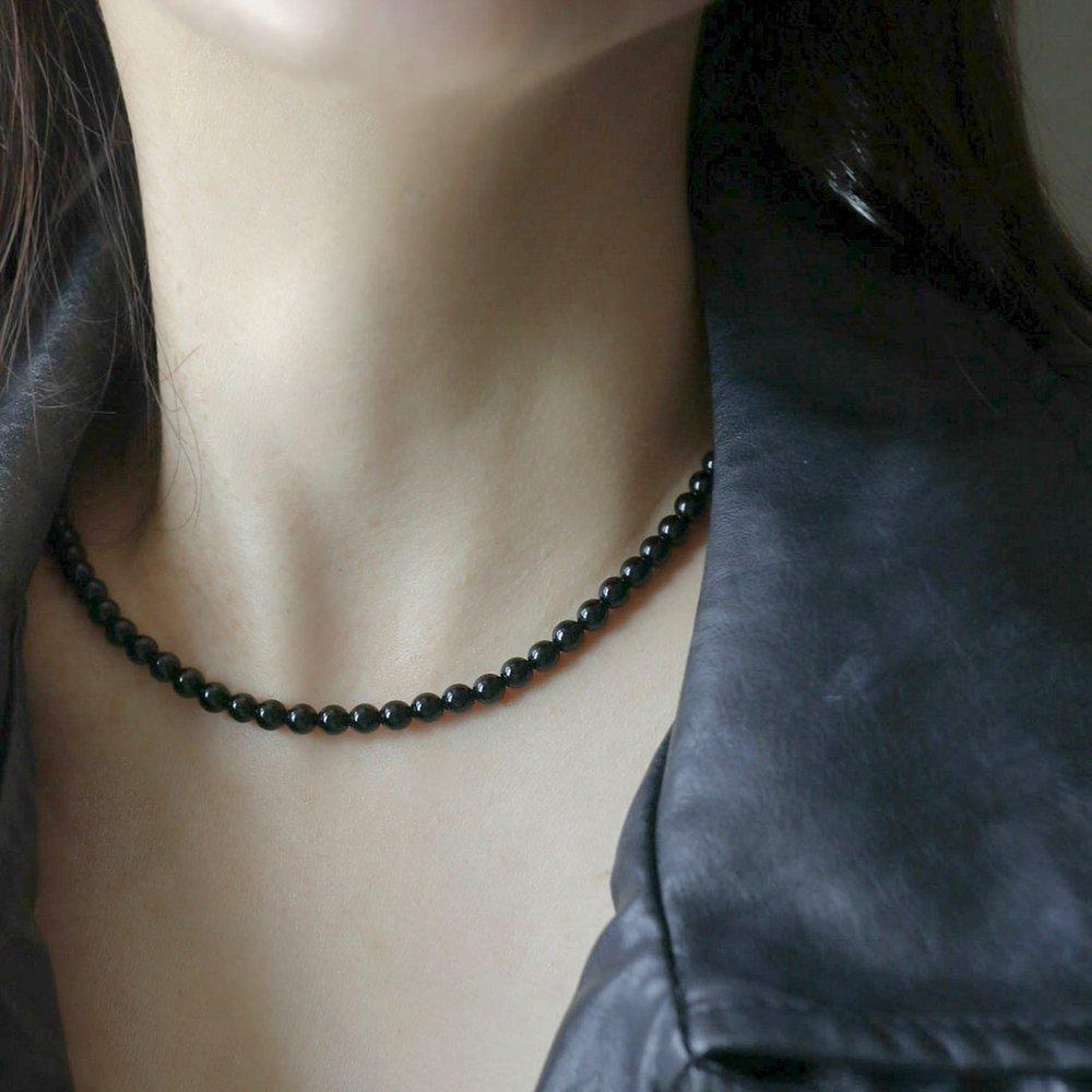 [ Modern Like ] Silver 925 Onyx Black Necklace 4mm