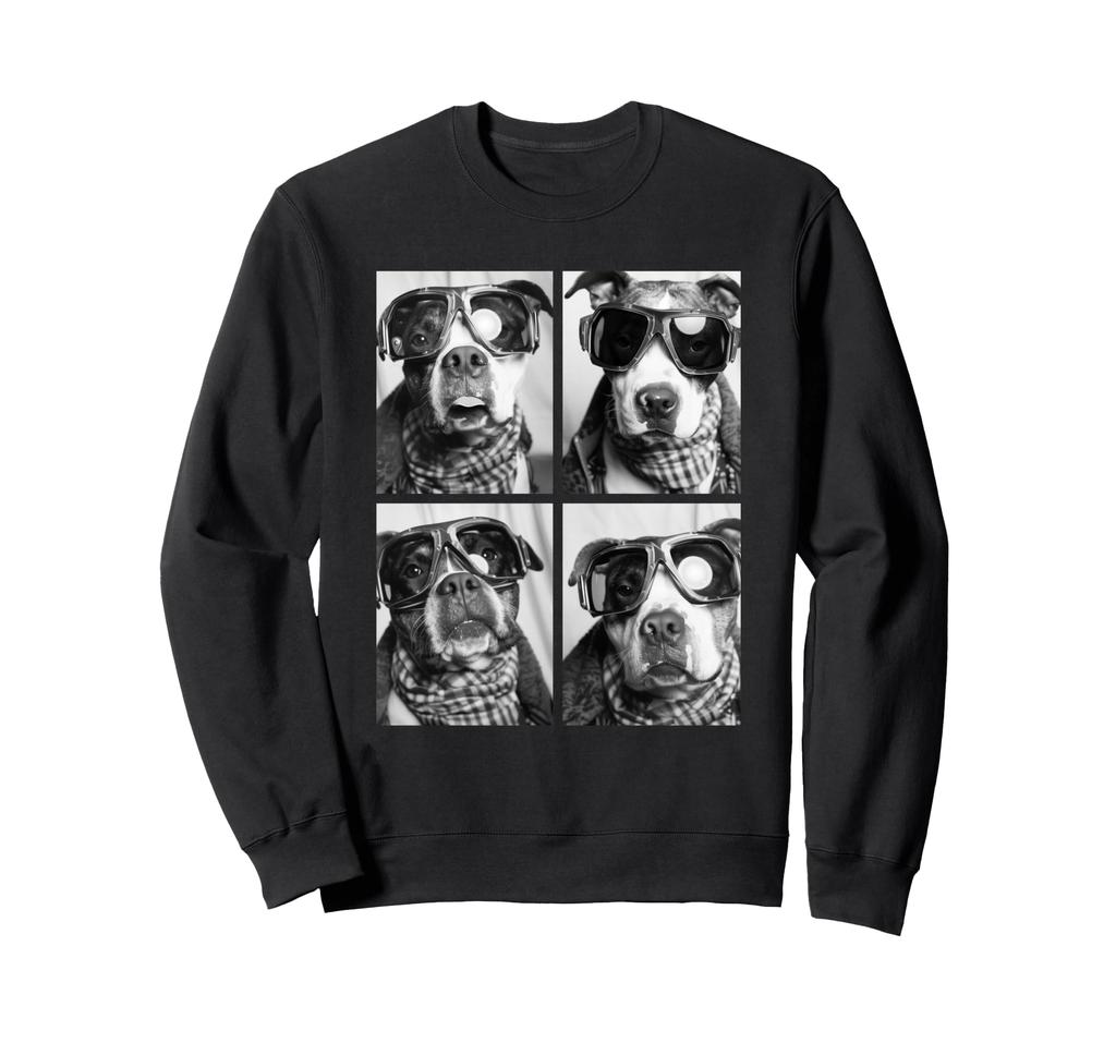 Cute Pit Bull with Snow Funny Winter Guardian Dog Sweatshirt Goggles,