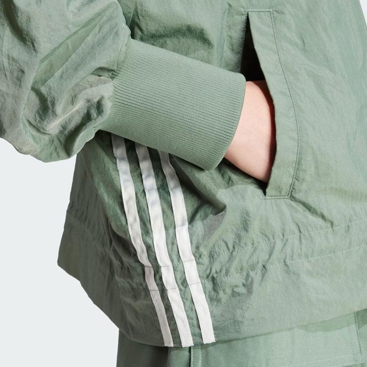 Adidas Jachetă Bomber Originală Ușoară cu Trei Dungi Stil Larg Scurt Jachete Femei Verde-Trace IY3421