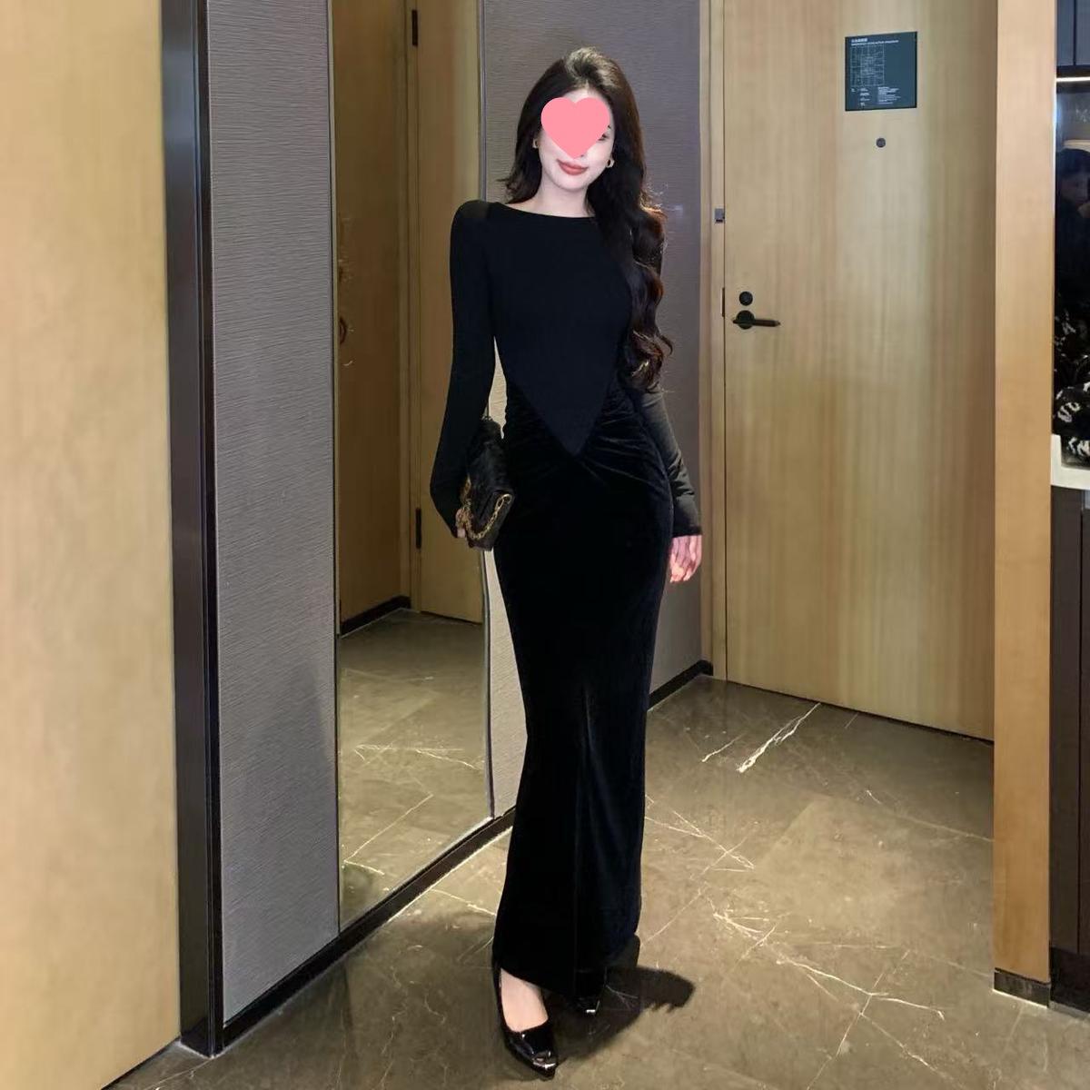 

Autumn Winter Waist-Cinching Bodycon Dress in Green, Pink, Black L (55-60 kg) - Ships within 15 days