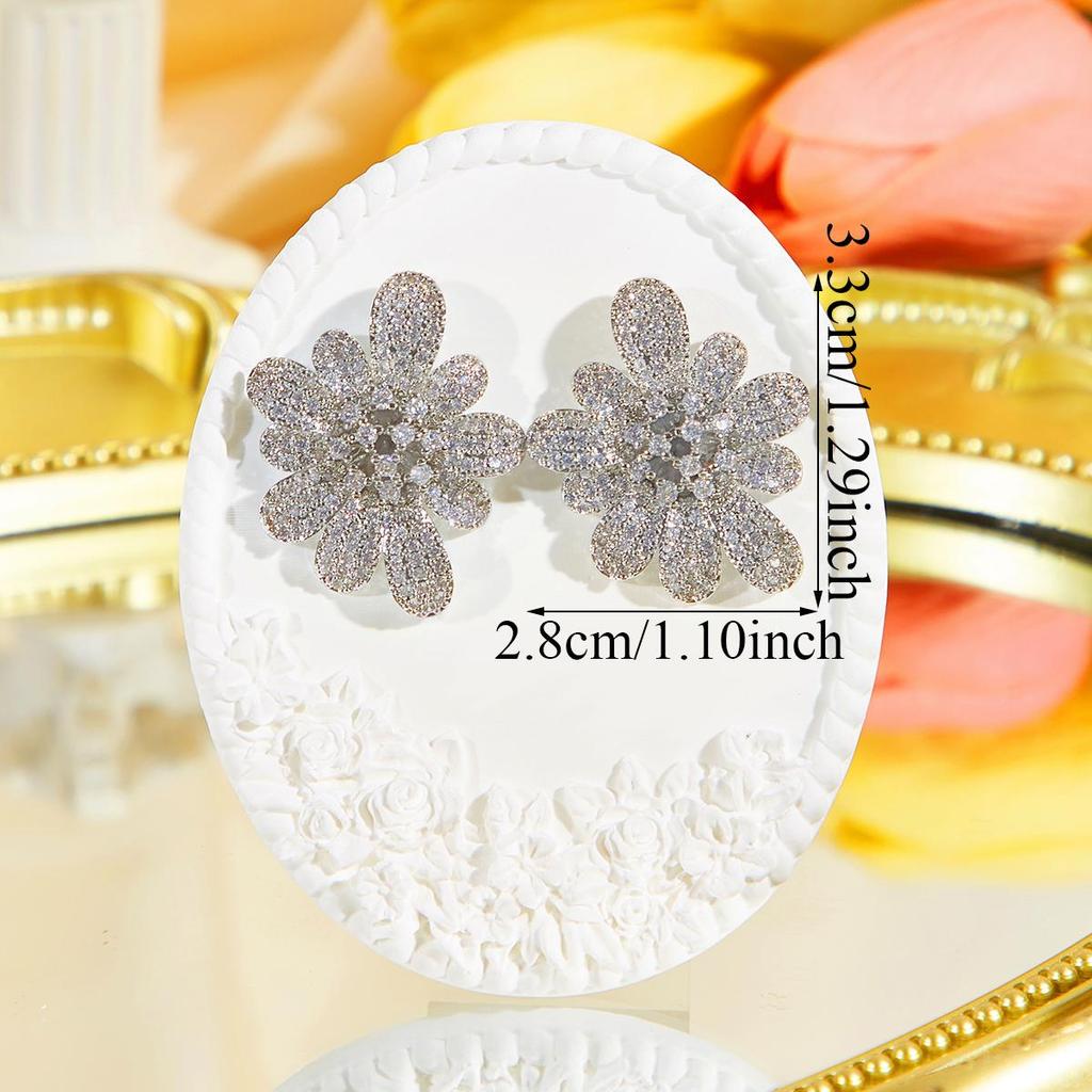 CMM Μοναδικά Χρωματιστά CZ Ζιργκόν Μεγάλα Σκουλαρίκια Καρφωτά Λουλούδια Πάρτι Δεξίωση Γάμος Γυναικεία Κοσμήματα Νύφη Ασορτί Αξεσουάρ