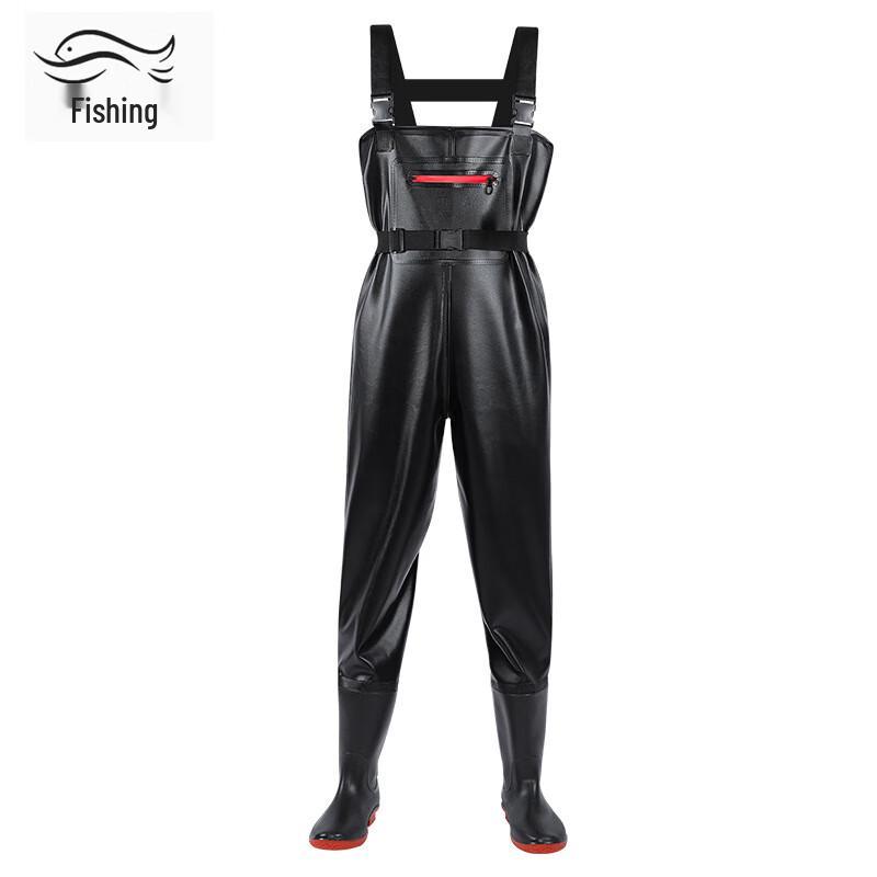 Yudoduo Thickened PVC Waterproof Wader Rain Pants with Integrated Boots 42