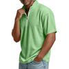 Top Pulóver Casual para Hombre de Manga Corta con Cremallera Media y Tejido de Canalé, Cuello Alto, Textura Suave, Corte Relajado, Camisa para Uso Diario