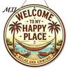 Natural Hemp Rope Sign Hello Summer Door Sign, Spring Beach Flowers Welcome Wooden Round Hanging Decor Front Plaque for Wall, Outdoor Porch