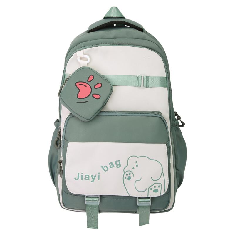 Cartoon Student Schoolbag Color Contrast Large Capacity Backpack with Coin Purse