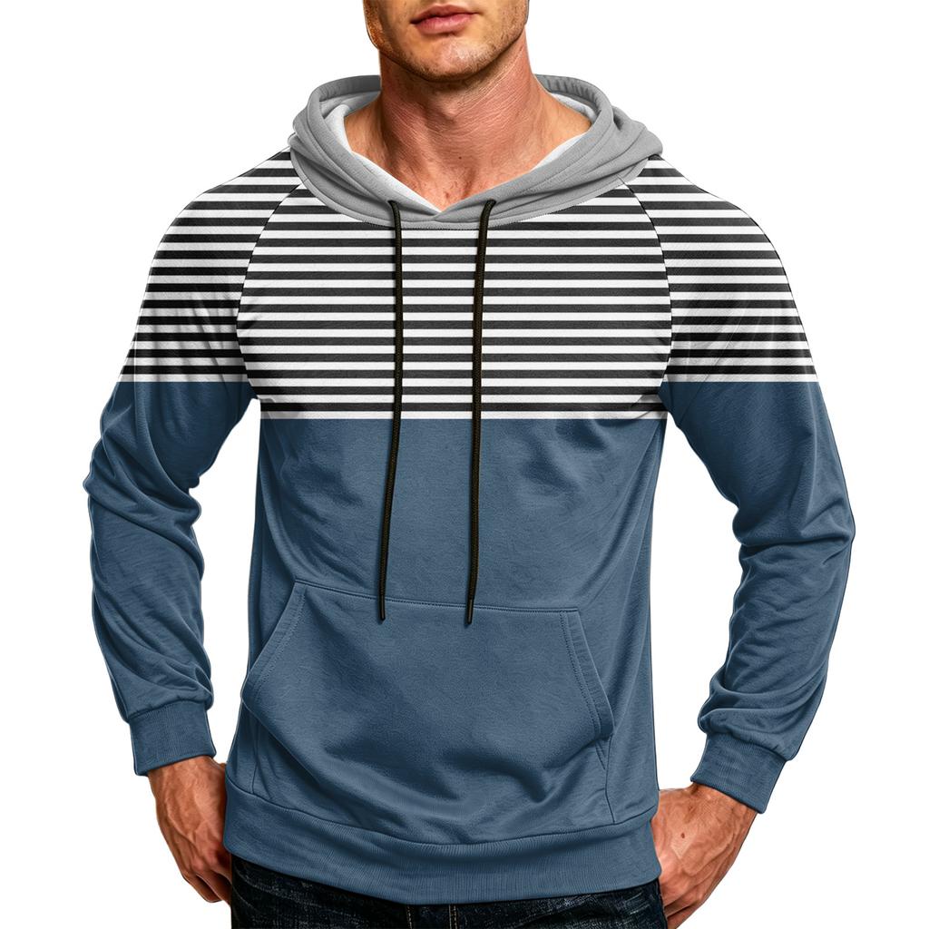Men's Casual Hoodie with Pocket Drawstring Loose Fit Printed Sweatshirt
