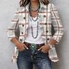 Women's Plaid Print Long Sleeve Ruffle Button-Down Top