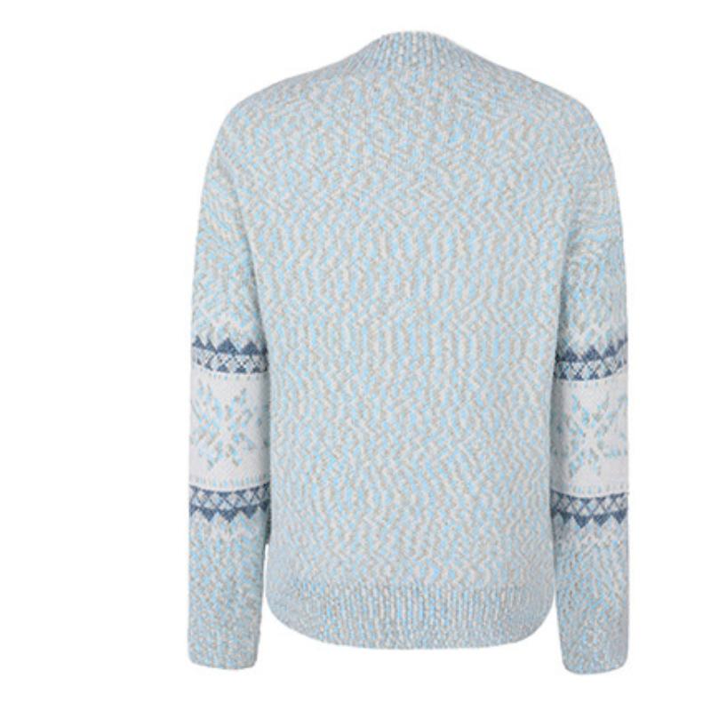 Women's Autumn Winter Christmas Sweater Half Turtleneck Snowflake Pullover