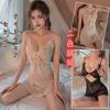 Sexy Lingerie Cosplay Extreme Kinky Babydoll Lace Robe Satin Camisole Half Slip Sexy Nightwear Small Breasts Sheer Bodysuit Pajamas Included [LIKENNY]
