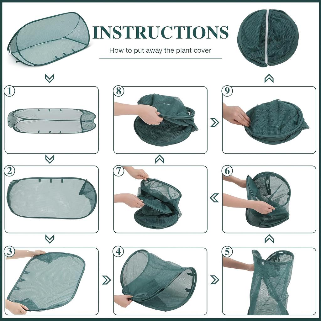 Pop-up Plant Protection Cover Set, Including 1 Plant Protective Cover and 8 Ground Stakes. Suitable for Use As Bird and Insect Netting for Vegetables