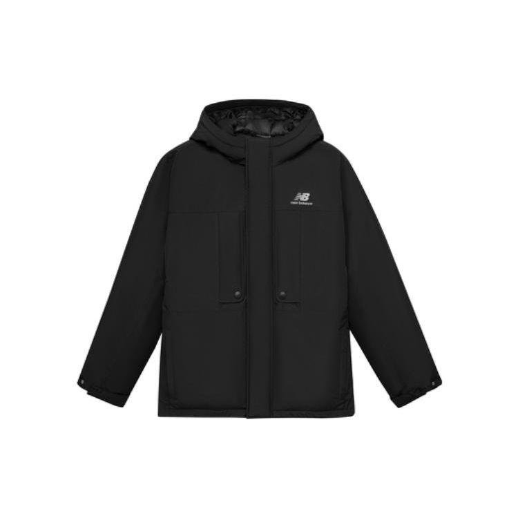 

Пуховик New Balance с логотипом на молнии и капюшоном, мужская верхняя одежда, черный AMJ23356-BK