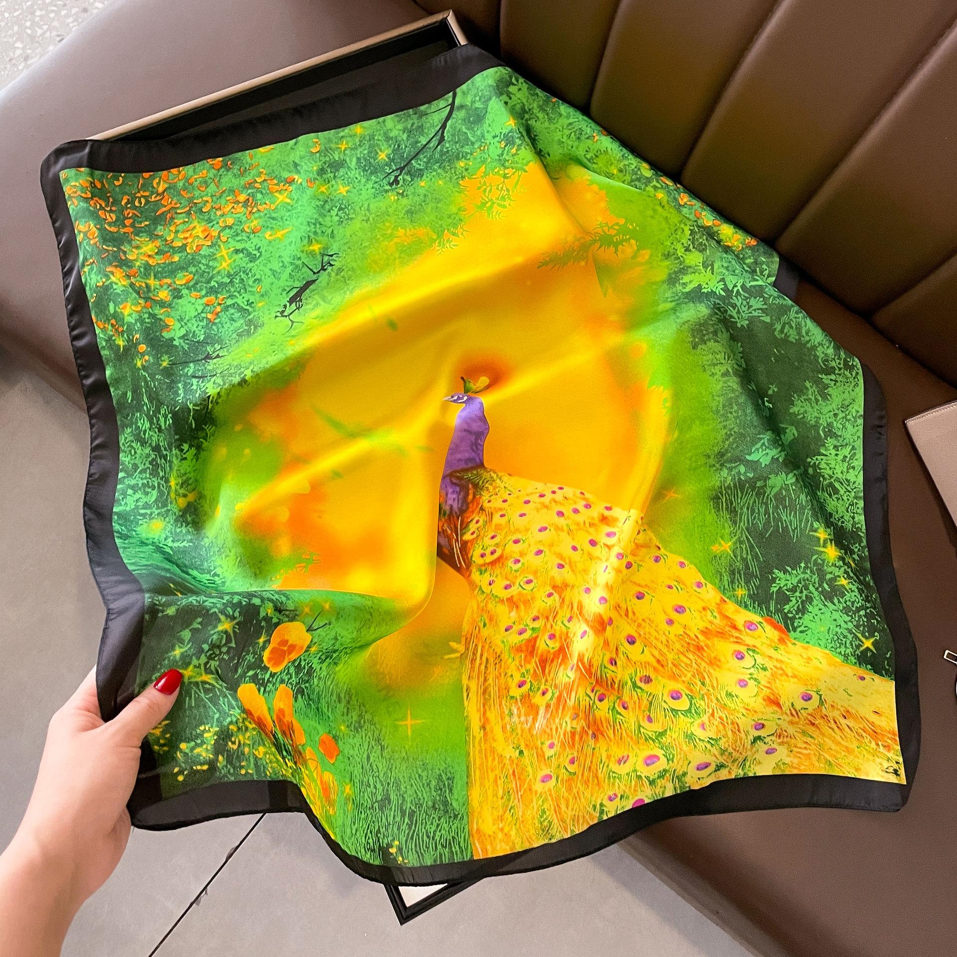 

Високоякісні розкішні шовкові шарфи пов язка на голову Шарфи шийний шарф для жінок ланцюжок шовковий шарф жіноча декоративна хустка 70*70cm