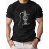 Best - Selling Guitar Line Art Graphic T - Shirt Fashion Digital Print Round Neck Men's Short Sleeve Brand Unique Men's Top Sports Casual Versatile