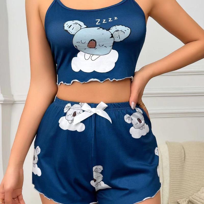 Women Pajamas Sleepwear Pajama Set Sports Camisole And Shorts Print Ventilate Casual Soft Comfortable