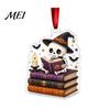 Holiday Party Decoration Halloween Reading Ghost Hanging Ornament, Acrylic Holding Book Pumpkin Festive Decorations Black Cat Mummy Decor, 2D Cartoon