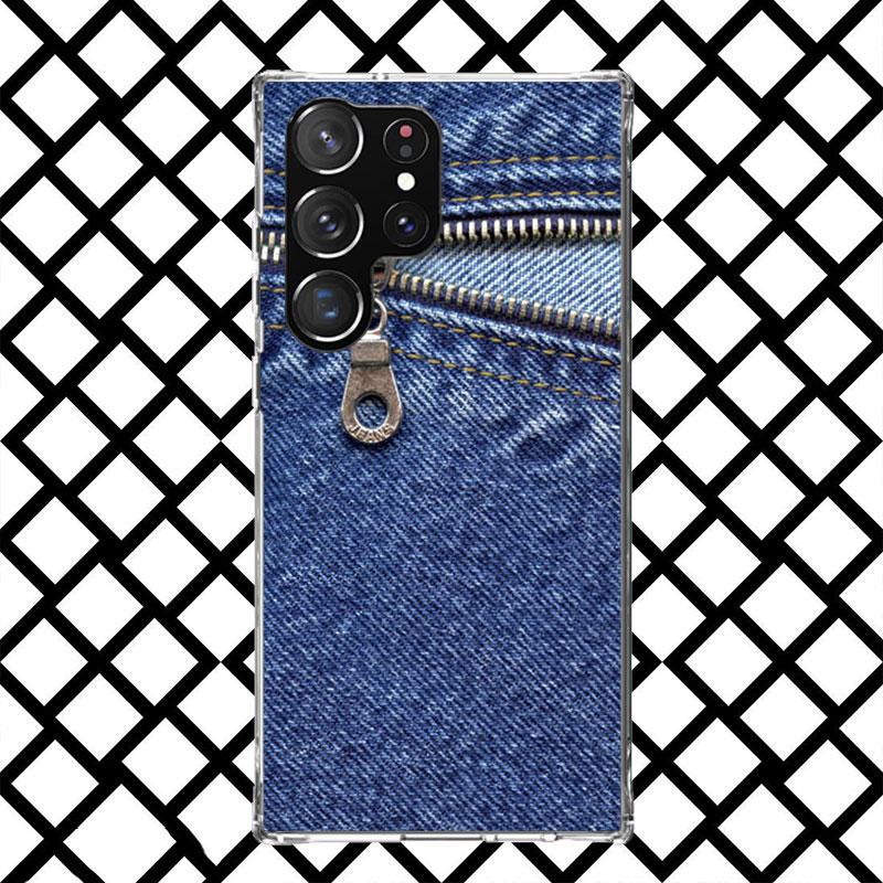Retro Denim Embrpoidery Phone Case for Samsung Galaxy S26 S25 Edge S24 S23 Ultra S22 Plus S21 FE S20 + Soft Cover Print Fundas G