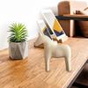 Wooden Horse Figurine Sturdy Pinewood Hand Painted Simple Pure Color Horse Statue for Family Office