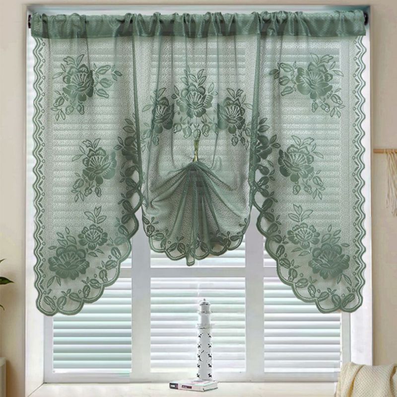 Floral Embroidered Lace Curtain Decorative Curtains 100*150cm