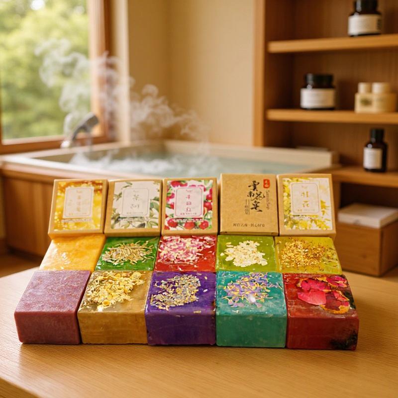 200g Yunnan Handmade Rose & Osmanthus Essential Oil Soap for Face, Hand, and Bath - Fresh Flower Scent