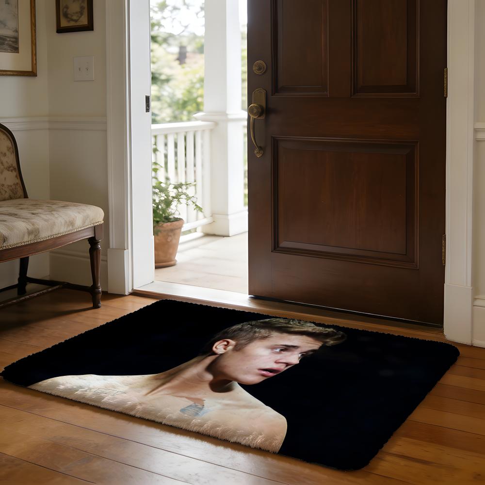 Tappetino Morbido Tappeto in Flanella Antiscivolo Assorbente per Bagno Camera da Letto Decorazione Casa Cantante Famoso J Justin B Bieber