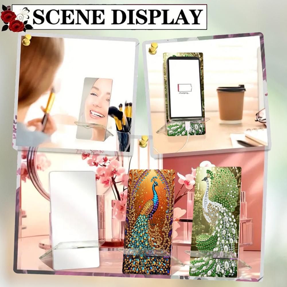 2Pcs Acrylic DIY Animals Flower Diamond Painting Phone Holder Rhinestone Phone Mount Smartphone Support for Adults Beginners