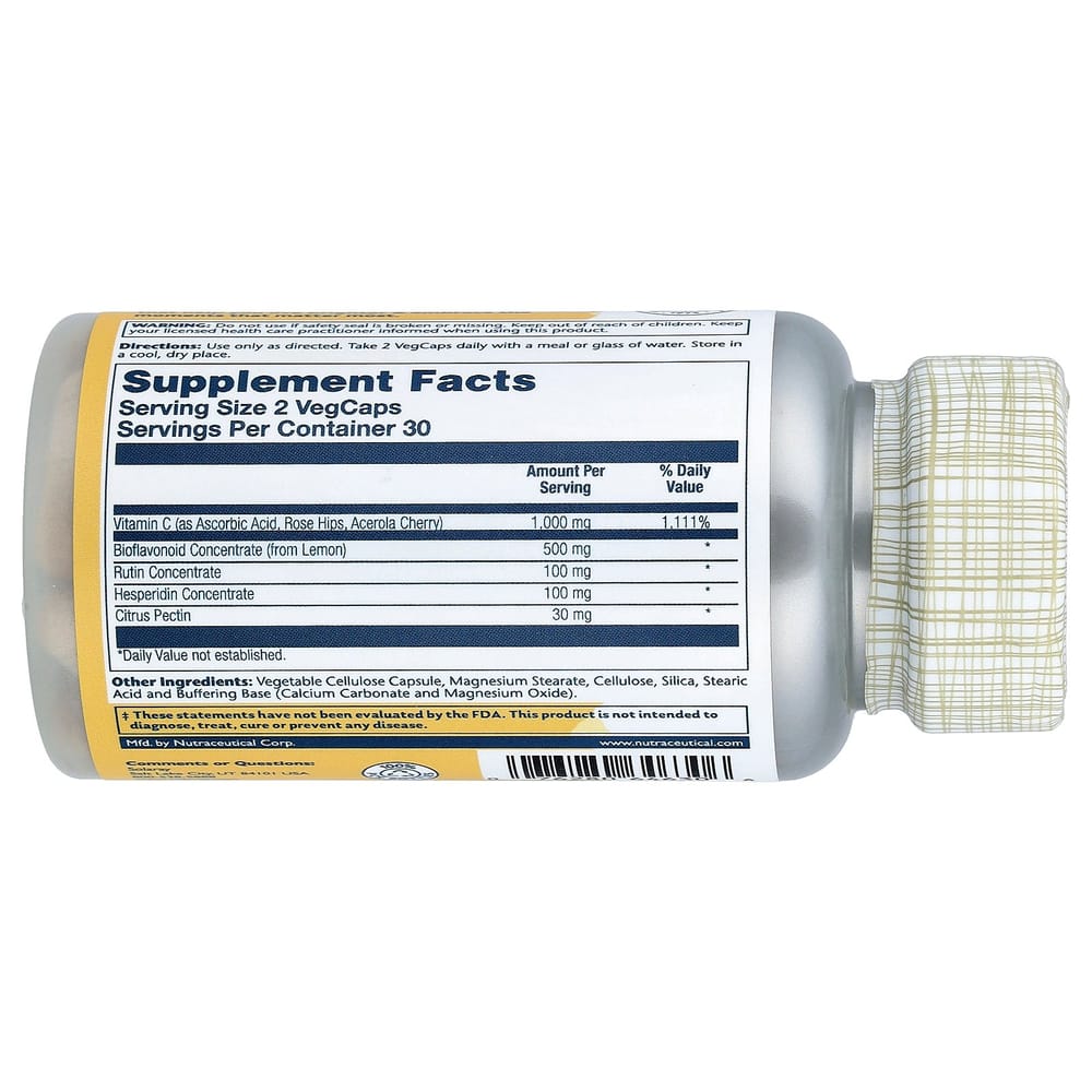 Solaray Bio Vitamin C Sustained Release 1000mg Veggie Capsules, 60 Count