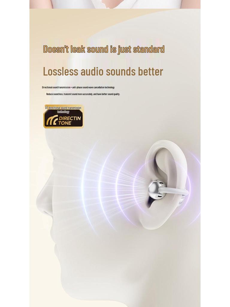 Clip-On Wireless Bluetooth Headphones, Noise-Reducing, Ultra-Long Battery Life, Sports Comfort