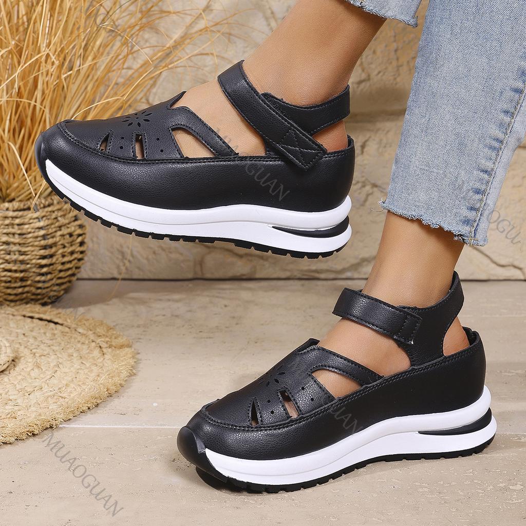 Summer Women Wedge Sandals Lightweight Platform Gladiator Sandals for Woman Cover Toe Casual Beach White Black Sandales Femmes