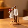 3D Printed Elderly Couple Figurines Old Couples Ornament with Wood Carving Texture Romantic