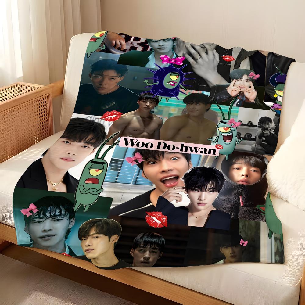 Celebrity W-Woo D-Dohwan Throw Flannel Blanket Suitable for Sofas Beds Offices Travel, Camping Chairs