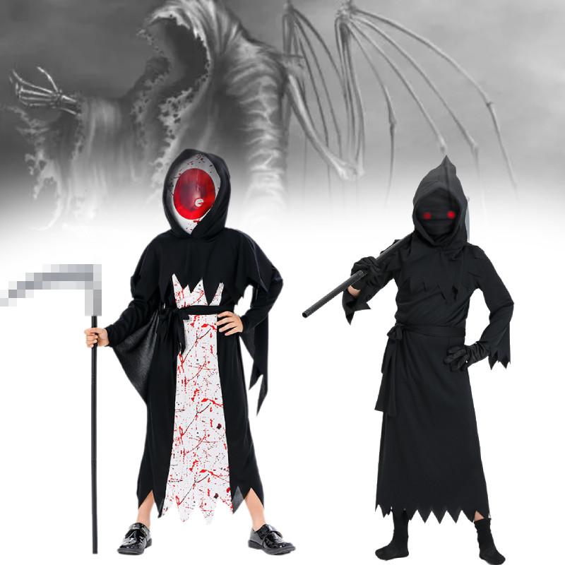 Grim Reaper Cosplay Costume Set Devil Death Performance Outfit Kids Halloween