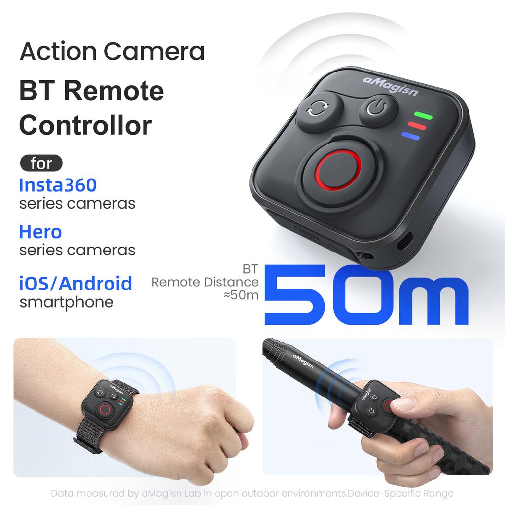 Bluetooth Remote Control for Insta360 X5 X4 Ace Pro 2 Gopro Hero 13 12 Action Cameras With Wrist Strap for Sport Camera Accessor