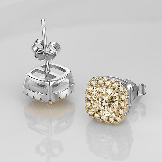 

Настоящие квадратные серьги-гвоздики принцессы с иглами, женские серьги-гвоздики из 100% S925 стерлингового серебра, натуральный белый топаз, серебро 925 пробы, ювелирные изделия жёлтый