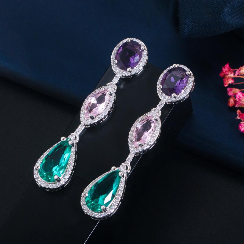 

Сережки WWJ Boho чорного золотистого кольору з кубічним цирконієм біле золото кольору