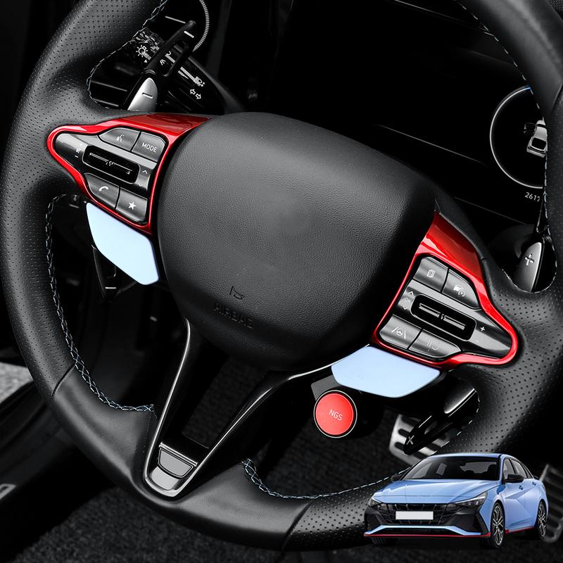 Für Hyundai Veloster JS N 2019-2023 i30 N /CN7 N 2024 2025 Auto Lenkrad Knopf Rahmen Kinn Dekoration Abdeckung Zierleiste