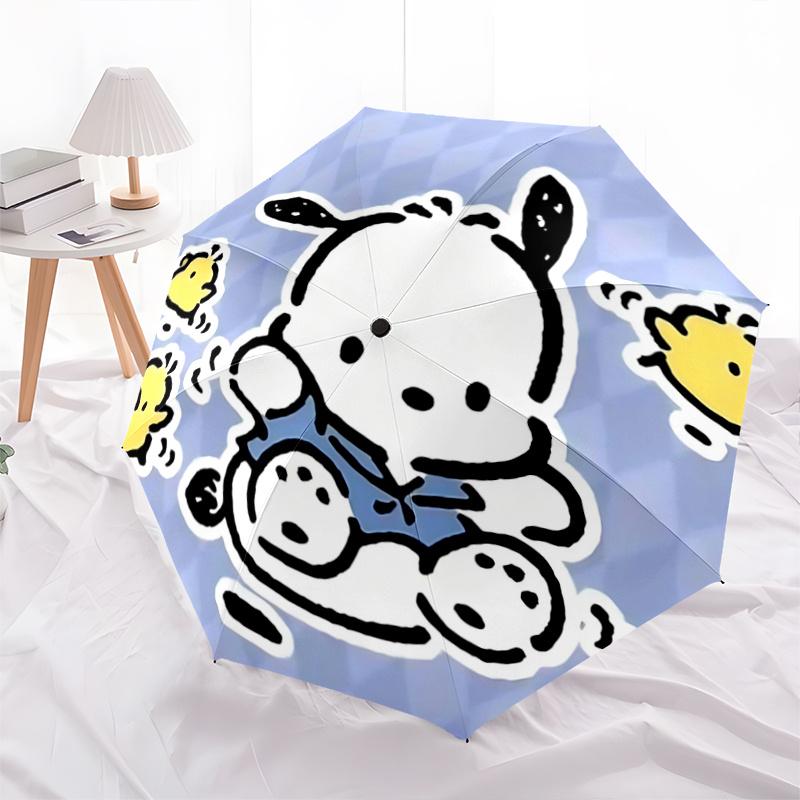 1pc Chibi Cow with Yellow Chickens Automatic Opening/Closing Umbrella - Portable Three-Fold Design, 8-Bone Iron Frame Outdoor Umbrella, Perfect Gift F