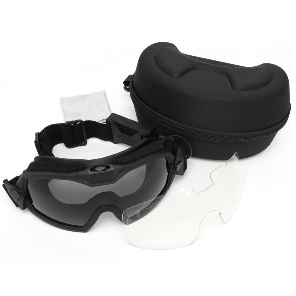 Airsoft Paintball Goggles Transparent Lens Motorcycle Goggles with Micro Fan Scratch-resistant Eye Protection Safety Eyewear