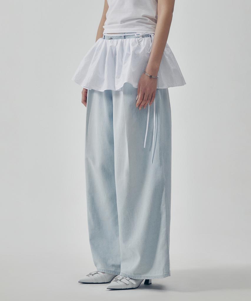 Teulimingbeodeu Glossy Layered Skirt [ White ]