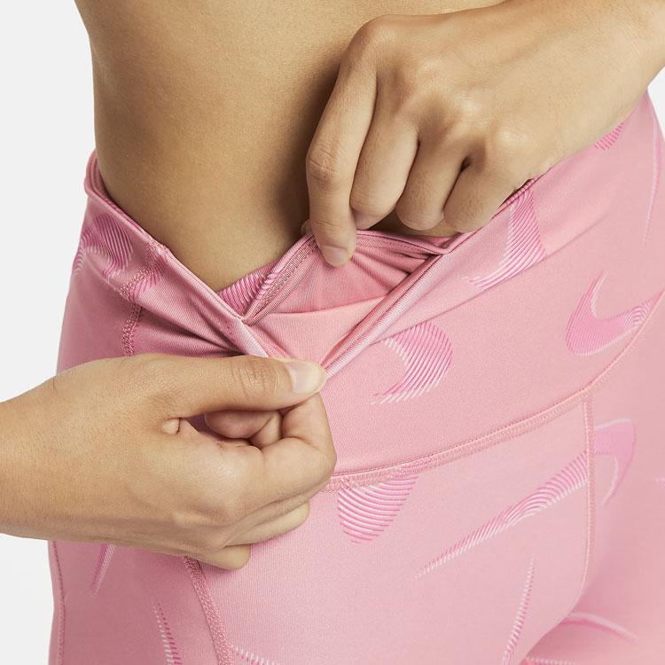 Nike Fast Swoosh Logo Printed Running Sports 3/4 Leggings Women Leggings Pink FB4678-618