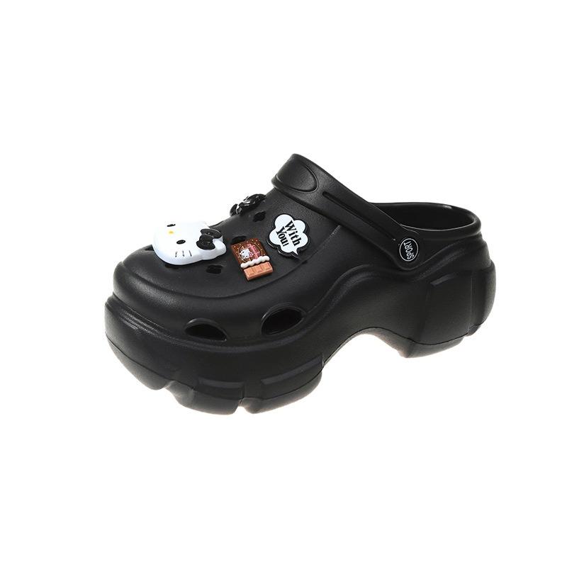 Hole shoes women's summer new cute cartoon cat parent-child thick-soled non-slip bag head two wear cool slippers