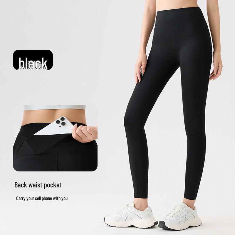 Spring 2026 Slim Fit Yoga Pants: Abdominal and Hip Support, Back Waist Pocket, Solid Color, Outdoor Wear, Tight-Fitting, Thin Style, New Arrival.