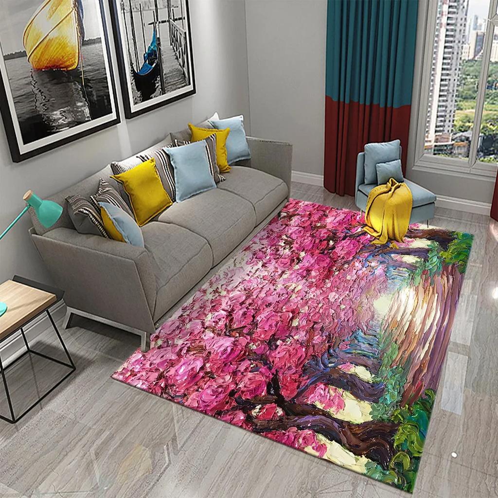 Colorful Tree Abstract Oil Painting Carpet Living Room Bedroom Decor Rug Room Floor Mats Kitchen Bathroom Entrance Non-slip Mats