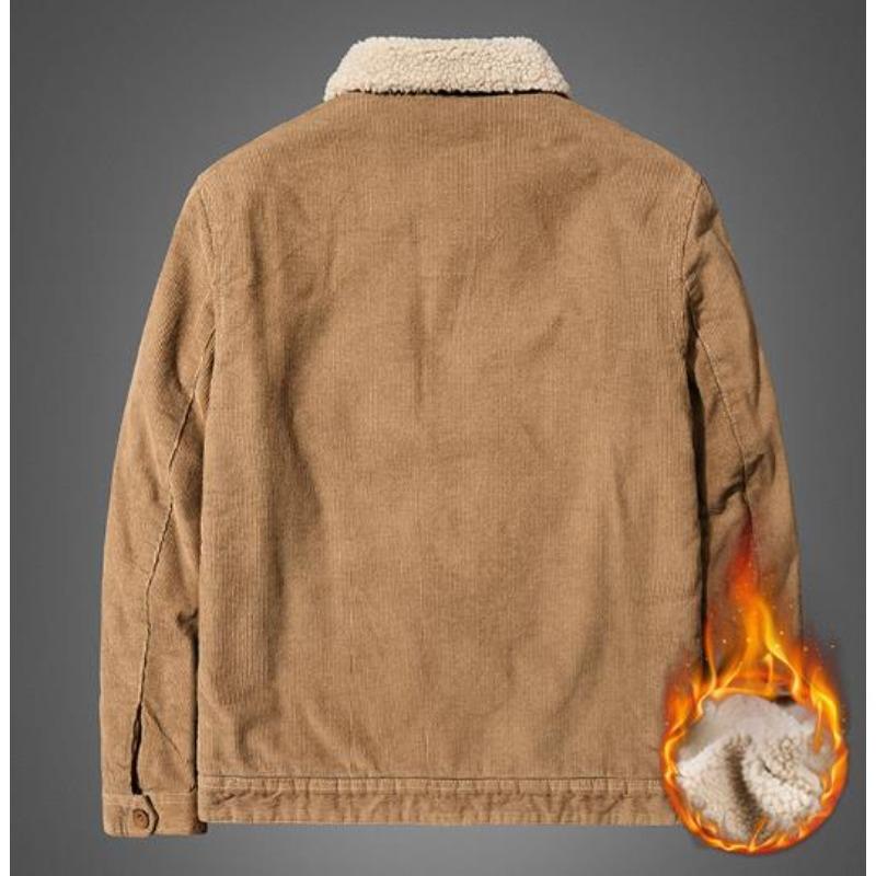 Jackets Padded Warm Loose Parka Coat Corduroy Short Jacket Man Solid Zip Windbreaker Winter Men's Loose