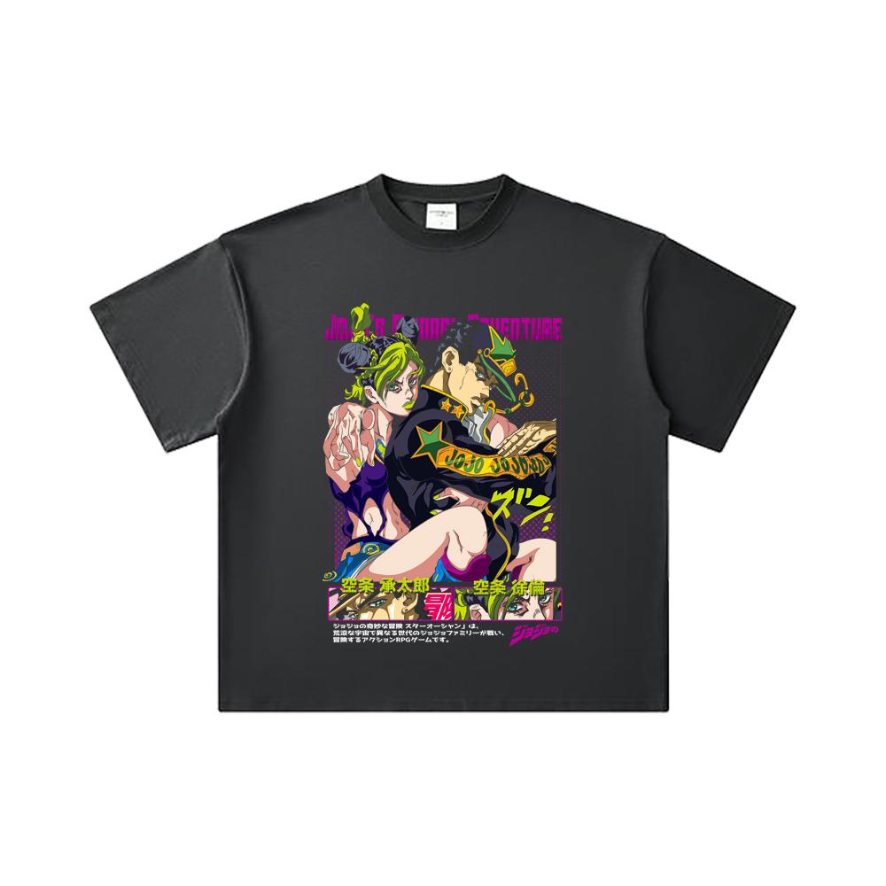 260 GSM Double Yarn 32 Count 100% Cotton Jojos Bizzare V1 Jotaro Jolyne Print Unisex Heavy Cotton T Shirt