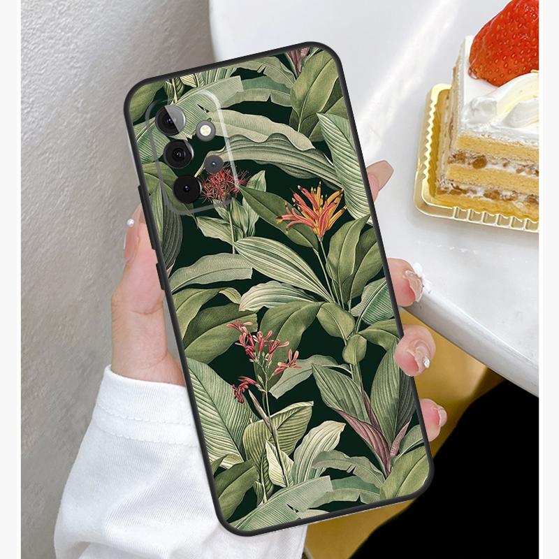 Banana Leaves Case For Samsung Galaxy A15 A25 A35 A55 A51 A71 A12 A32 A52 A13 A33 A53 A14 A34 A54 Cover