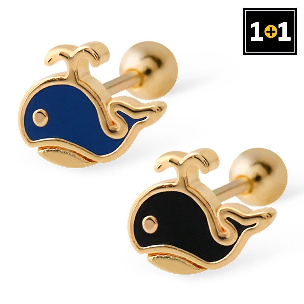 [1+1] 14K Gold Pin Piercing, Choose 1 of 2 Types (One Side)